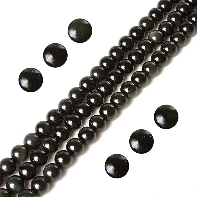 100pcs 6mm Black Obsidian Beads Natural Gemstone Beads Round Loose Beads for Jewelry Making