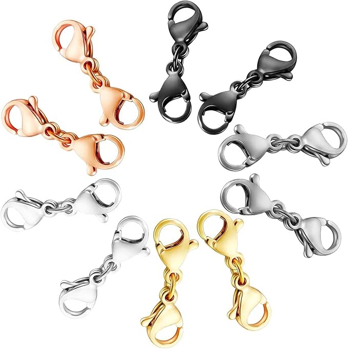10 Pack Double Lobster Clasp Necklace Clasp Classic Double End Design Necklace Clasps and Closures, Necklace Extender Double Claw Connector Suitable for Jewelry Chain