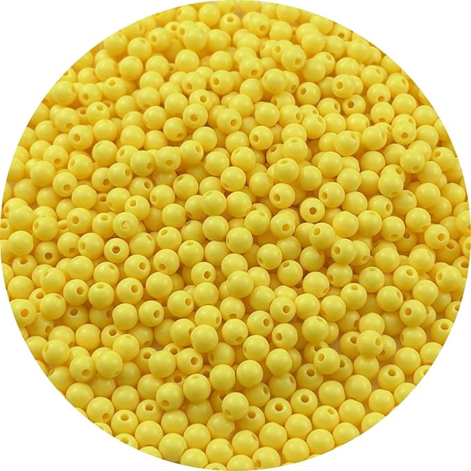 YUEXIGO 700pcs Acrylic Round Beads for Crafts 6mm Resin Candy Color Spacer Beads with Hole for Jewelry Making Sewing Crafts Decoration Necklaces Bracelets Earrings Supplies(Yellow)