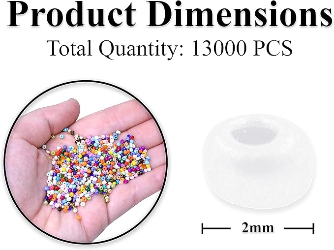 Mandala Crafts 11/0 Glass Seed Beads for Professional Beadwork, 13000 Rainbow Mixed Glass Beads