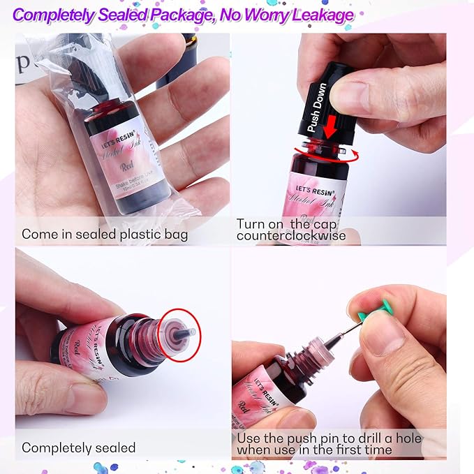 Alcohol Ink for Epoxy Resin LET'S RESIN Concentrated Alcohol Ink Set, 26 Vibrant Colors Alcohol-Based Resin Ink,Alcohol Paint Resin Dye for Resin Art, Tumblers, Resin Epoxy(Each 0.35oz)