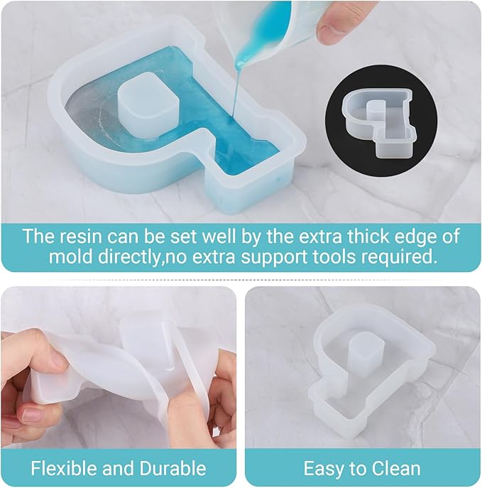 Gartful Resin Letter Molds for Casting, P Capital Alphabet Resin Silicone Molds for Epoxy, Thick 3D Silicone Letter Molds for Making Letters, Word Sign Art, DIY Crafts, Making Candle, Party Home Decor