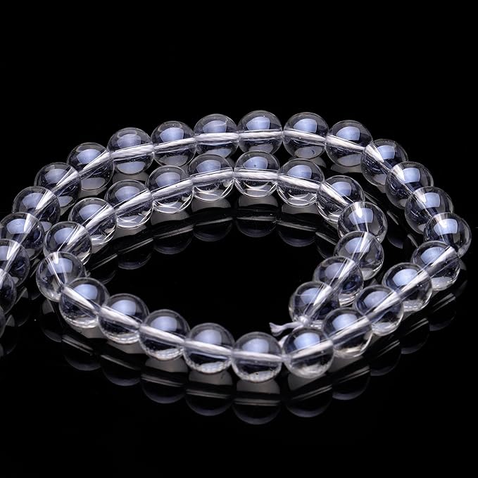 Youngbling Natural Crystal Beads for Jewelry Making,8mm Clear Quartz Polished Round Smooth Stone,Genuine Real Stone Red Beads for Bracelet Necklace 15 Inch(Clear Quartz,8mm)