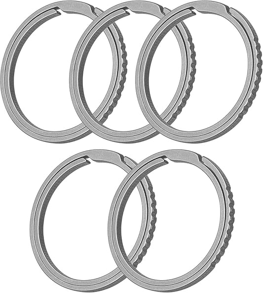 TISUR Titanium Keychain Rings, Split Side Pushing Key Rings Heavy Duty Black Key Ring For Key Chain Carabiner Dog Tag Ring