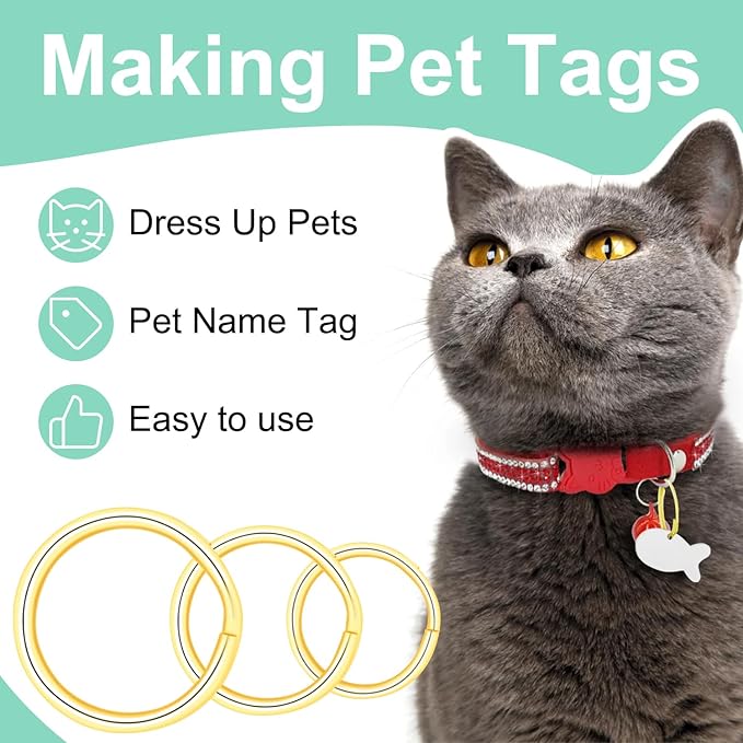 1/2" 300 PCS Gold Small Key Rings, Double Loops Split Rings Jewelry Making Metal Mini Key Ring for Keychian, Pet Collar Tag, Luggage Tag DIY Craft Hardware