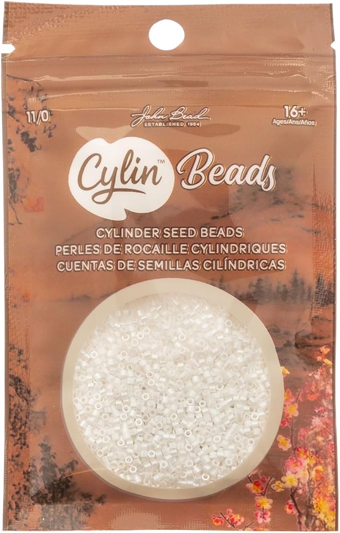 John Bead 25g Cylin Beads White Pearl Luster 11/0 Glass Cylindrical Seed Beads for Jewelry Bracelets Necklaces Earrings Making Embroidery Home Decor