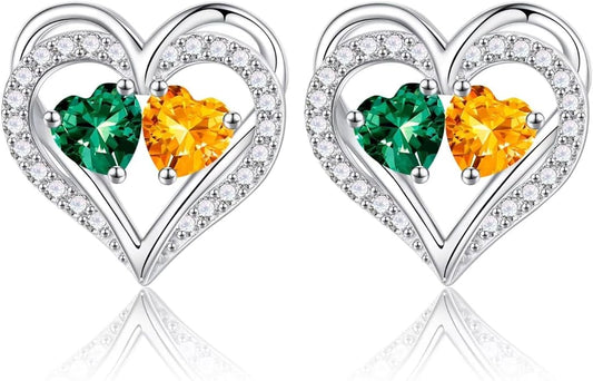 Iefil Valentines Day Gifts for Her - 925 Sterling Silver Birthstone Earrings, Anniversary Birthday Gifts for Women Wife Girlfriend Mom