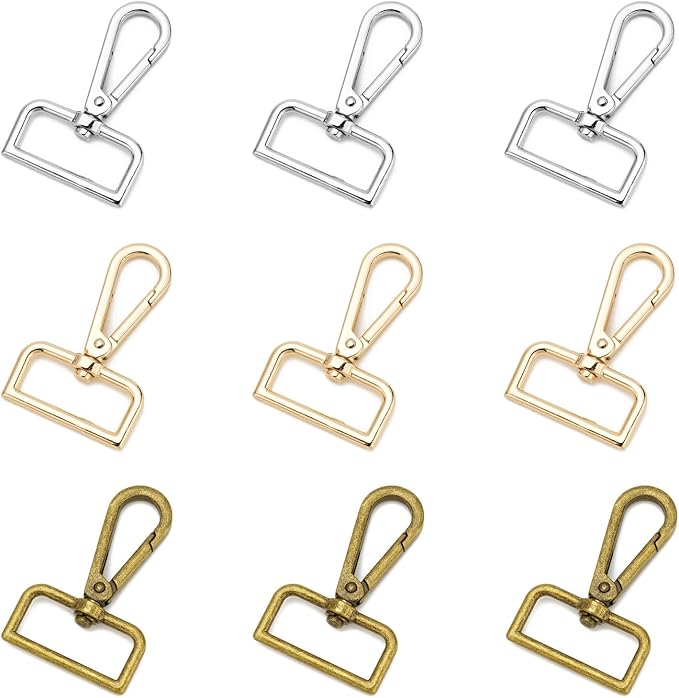 9 Pcs D Ring Swivel Lobster Claw Clasp Push Gate Snap Hooks Trigger Clips for DIY Crafts Keychain Purse Handbag Making,1-1/4 Inch Mixed