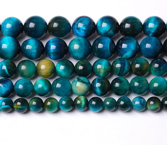 Natural Stone Blue Tiger Eye Beads Round Loose Beads for Jewelry Making DIY Bracelet Necklace Accessories 15" 12mm 32pcs