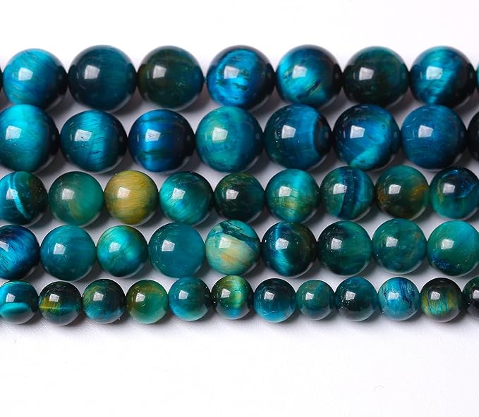 Natural Stone Blue Tiger Eye Beads Round Loose Beads for Jewelry Making DIY Bracelet Necklace Accessories 15" 6mm 60pcs