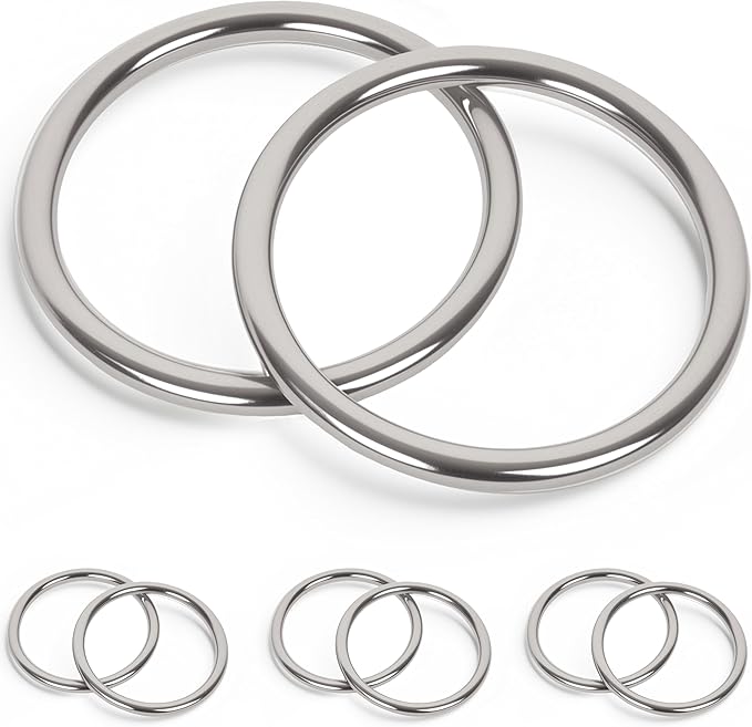ZUSFUL 1.97 inch Metal O Rings,Stainless Steel Round Ring Buckles 3/16" Wire Diameter,metal rings for crafts,Solid Welded Loop (32, ID3/16*D1.97(50mm))
