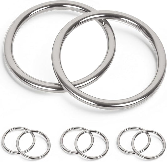 ZUSFUL 1.97 inch Metal O Rings,Stainless Steel Round Ring Buckles 3/16" Wire Diameter,metal rings for crafts,Solid Welded Loop (32, ID3/16*D1.97(50mm))