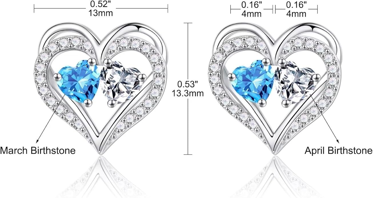 Iefil Valentines Day Gifts for Her - 925 Sterling Silver Birthstone Earrings, Anniversary Birthday Gifts for Women Wife Girlfriend Mom