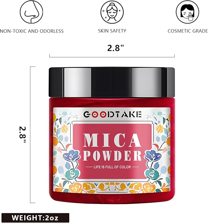 GOODTAKE Black Mica Powder, Natural Mica Powders for Epoxy Resin, Eye Shadow, Car Paint, Dye, Soap Making, Nail Polish, Candle Making, Bath Bombs - Epoxy Resin Color Pigment (Black, 2 oz)