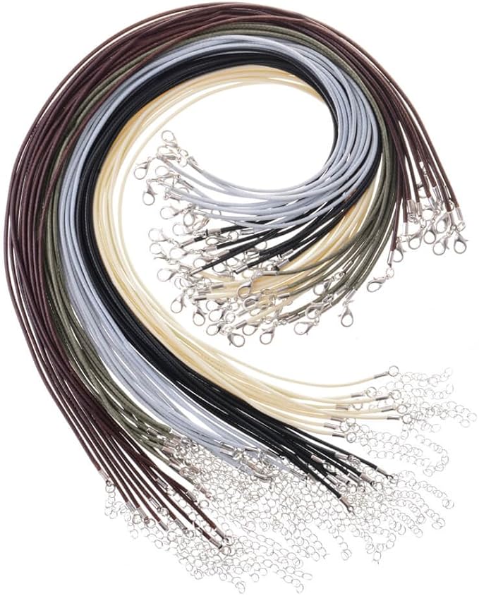 Paxcoo 50Pcs Necklace Cord with Clasp Bulk for Necklace Bracelet Jewelry Making Multicolor