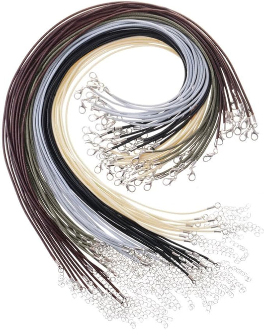 Paxcoo 50Pcs Necklace Cord with Clasp Bulk for Necklace Bracelet Jewelry Making Multicolor