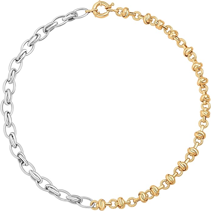 Aobei Pearl 18K Gold Plated Paperclip Chain Choker Satellite Chain Freshwater Cultured Biwa Pearl Pendant Necklace Dainty Jewelry for Women