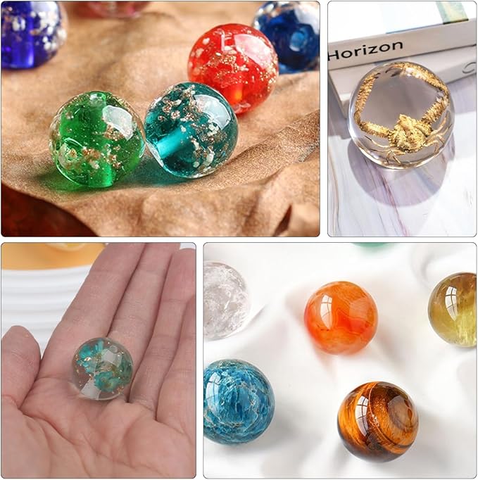 Bead Mold 5-Cavity Sphere Resin Mold 3D Clear Round Ball Silicone Mold Crystal Bead Casting Molds 5 Sizes Epoxy Resin Silicone Mold Flowers Preservation Jewellery Pendant Making