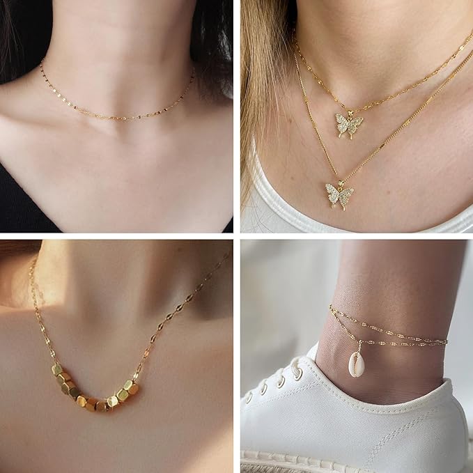 Kyutong 32.8 Feet Thin Stainless Steel Lip Chain Roll Gold Chain for Jewelry Making with Accessories for Necklace Choker Bracelet DIY Jewelry Craft Supplies