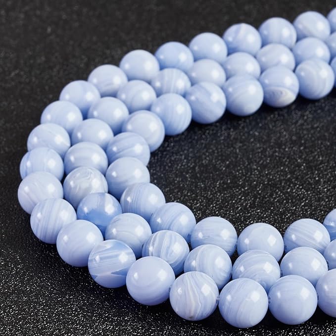 100pcs 8mm Blue Lace Agate Beads Natural Gemstone Beads Round Loose Beads for Jewelry Making