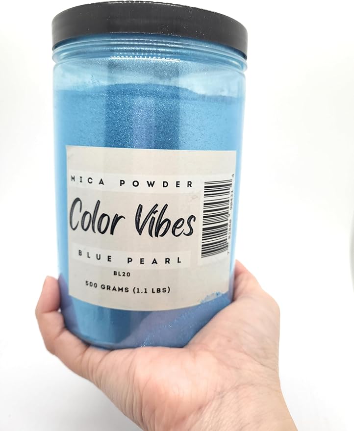 Pearl Mica Powder Pigment Dye - 500 Grams (1.1 lbs) - Best Bulk Price for Fine Arts, Crafting, Painting, Bath Bomb Soap Candle Slime Jewelry Making, Epoxy Resin, Woodworking (Blue BL20)