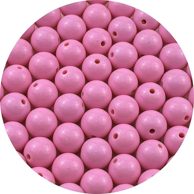 YUEXIGO 60pcs Acrylic Round Beads for Crafts 14mm Resin Candy Color Spacer Beads with Hole for Jewelry Making Sewing Crafts Decoration Necklaces Bracelets Earrings Supplies(Pink)
