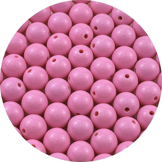 YUEXIGO 60pcs Acrylic Round Beads for Crafts 14mm Resin Candy Color Spacer Beads with Hole for Jewelry Making Sewing Crafts Decoration Necklaces Bracelets Earrings Supplies(Pink)