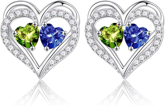 Iefil Valentines Day Gifts for Her - 925 Sterling Silver Birthstone Earrings, Anniversary Birthday Gifts for Women Wife Girlfriend Mom