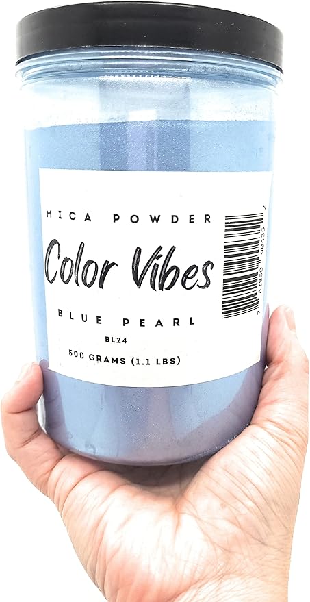 Pearl Mica Powder Pigment Dye - 500 Grams (1.1 lbs) - Best Bulk Price for Fine Arts, Crafting, Painting, Bath Bomb Soap Candle Slime Jewelry Making, Epoxy Resin, Woodworking (Blue BL24)