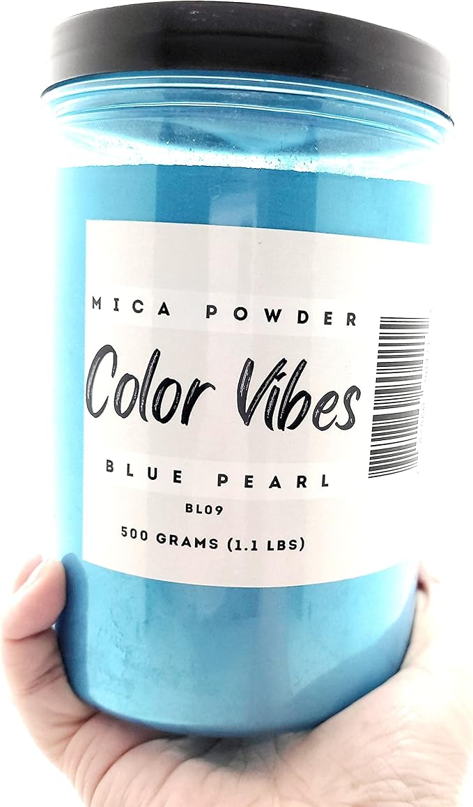 Pearl Mica Powder Pigment Dye - 500 Grams (1.1 lbs) - Best Bulk Price for Fine Arts, Crafting, Painting, Bath Bomb Soap Candle Slime Jewelry Making, Epoxy Resin, Woodworking (Blue BL09)