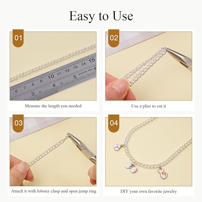 Jabogrii 5 Meters Silver Chain for Jewelry Making Embossed Oval Twisted Chain Roll Cable Metal Jewelry Bulk