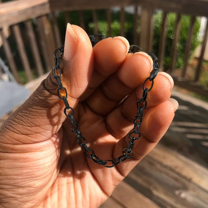 33FT Black Paperclip Chain for Jewelry Making 5MM Black Plated Aluminum Oval Link Chain Roll Bulk for DIY Crafts Jewelry Making