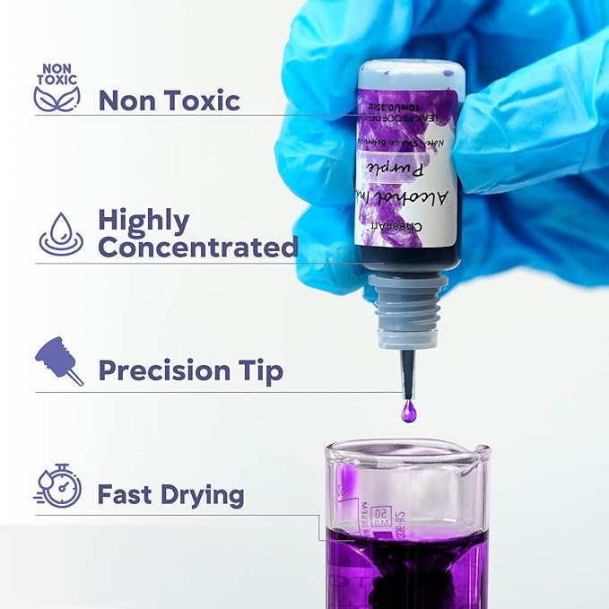 CHEAPART Alcohol Ink Set 24 Vibrant Colors Resin Dye High Concentrated Fast Drying Alcohol Based Epoxy Resin Pigment Resin Art Tumblers Coaster Acrylic Fluid Painting Crafts (24x10ml/0.35 fl oz)