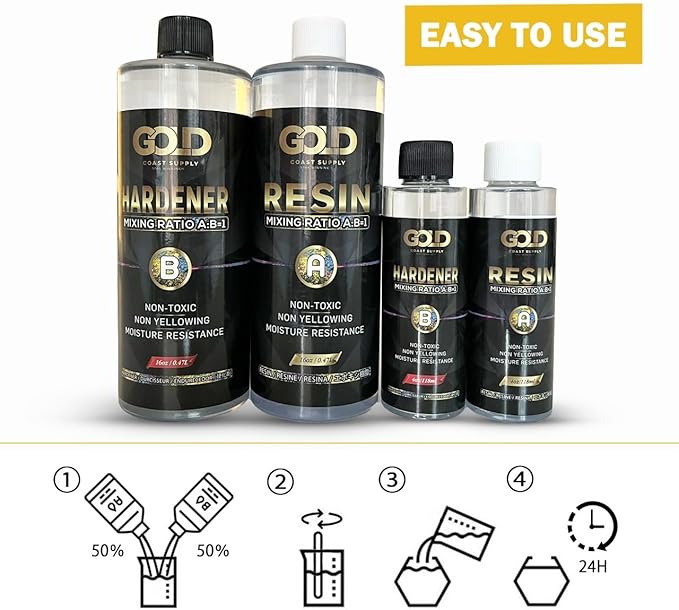 Epoxy Resin 64 oz for Arts, Crafts, Casting Coating - Crystal Clear, Self-Leveling, Non-Toxic, No BPA (32 oz Resin + 32 oz Hardener) (1.88L)