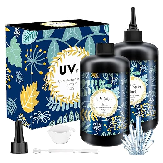 OSBANG Crystal Clear Hard UV Resin Upgraded Formula Ultraviolet Fast Curing for Jewelry Making Craft Decoration, Hard Transparent Glue Solar Cure Sunlight Activated Resin (1000g)