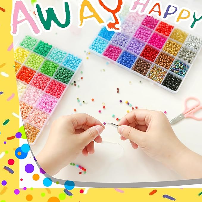 Efivs Arts 6720pcs 48 Colors 4mm Glass Seed Beads Kit with Tools and Accessories for DIY Jewelry Crafts
