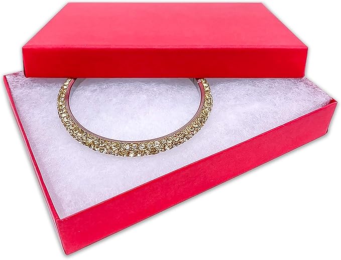 TheDisplayGuys - 25-Pack #53 Cotton Filled Cardboard Paper Jewelry Boxes Gift Case - Matte Red (5.4" x 3.9" x 1.0") - for Shipping or Storage