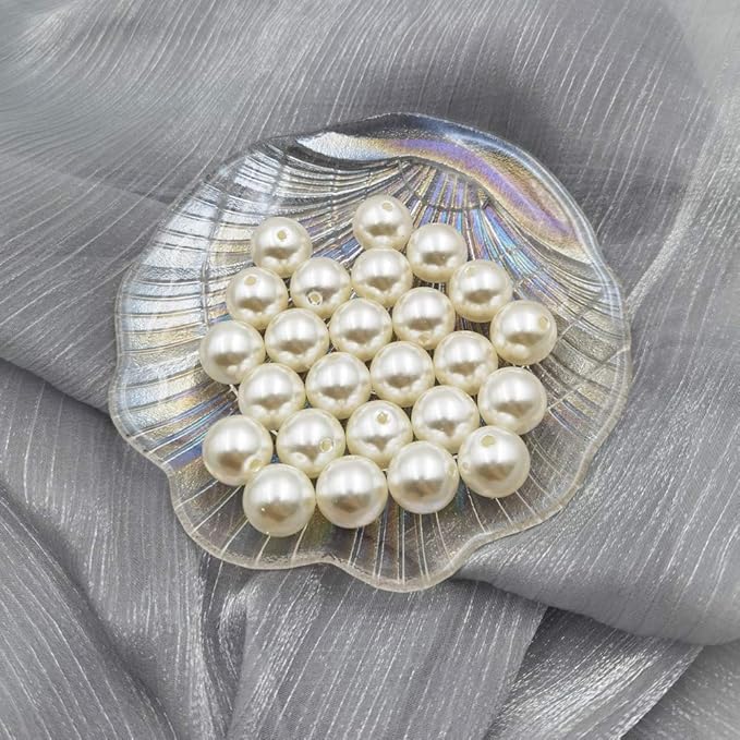 INSPIRELLE 140pcs Big Size 16mm Ivory Art Faux Pearl Beads ABS Round Loose Spacer Beads for DIY Craft Necklaces Bracelets Jewelry Making