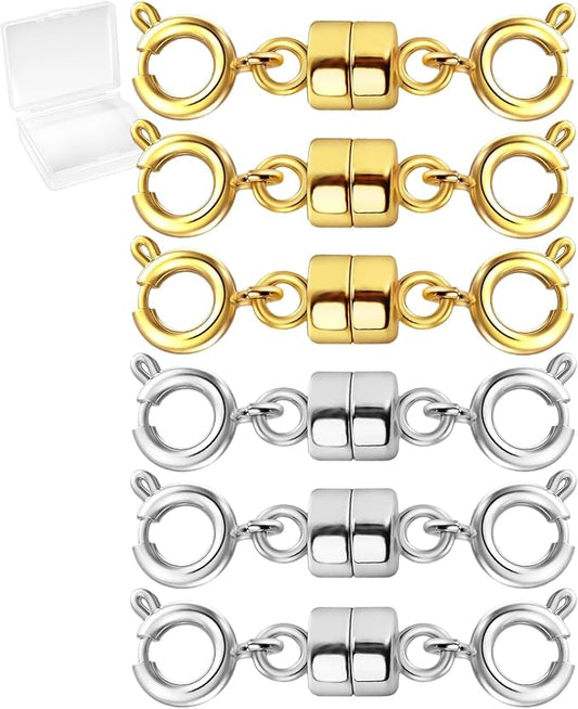 Double Magnetic Necklace Clasps and Closures, Necklace Extenders for Women, 14K Gold and Silver Magnetic Jewelry Clasps for Bracelets