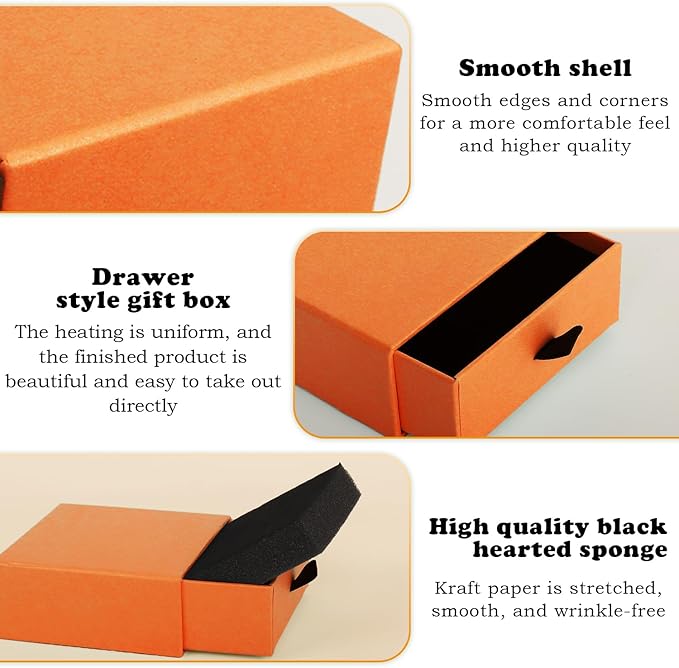 Nsmykhg Jewelry Gift Box Velvet-Lined,12 Pack Compact Drawer Style for Earrings & Rings, Necklace & Bracelet Organizer, 3.93x3.93x1.65 Inches, Stackable Elegant Jewelry Display & Storage Box (Orange)