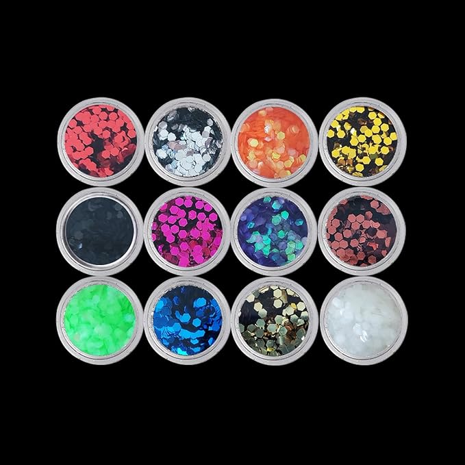 SULLMAR 12Colour Nail Glitter for Dazzling Nail Art Professional Quality Glitter for Nail Designs Body Glitter Appropriate for DIY NailDecorations