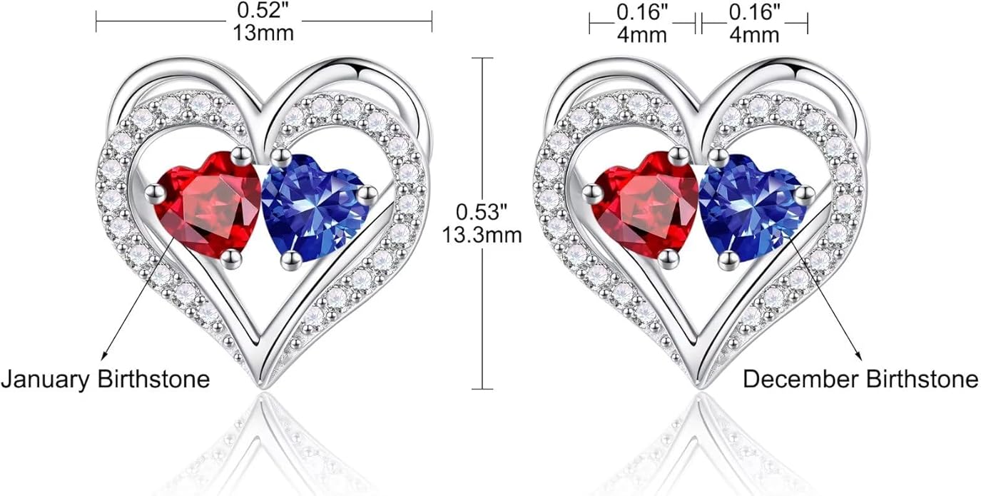 Iefil Valentines Day Gifts for Her - 925 Sterling Silver Birthstone Earrings, Anniversary Birthday Gifts for Women Wife Girlfriend Mom