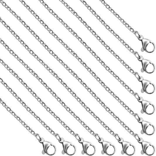 30 Pack Necklace Chains 2mm Stainless Steel Link Cable Chain Necklace Bulk for DIY Jewelry Making Supplies (20 Inches)