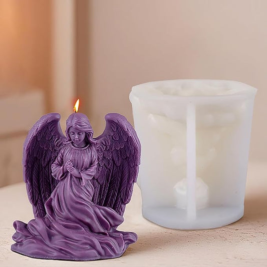 Large Wing Angel Maria Nativity Scene Silicone Wave Spiral Candle Mold - Silicone Resin Casting Molds for Candle & Resin & Soap Craft Supplies