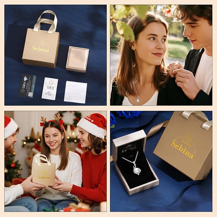 Pearl Pendant Necklace for Women,925 Sterling Silver Pendant Jewelry,Anniversary Christmas Birthday Valentines Gifts for Wife, Mom, Dauhter, Girlfriend,Her