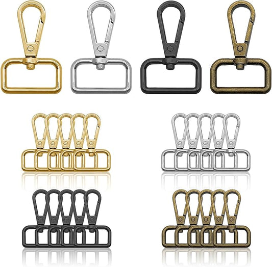 20pcs D Ring Swivel Lobster Claw Clasp 1” Metal Swivel Snap Hooks Metal D Ring Snap Hooks Trigger Lanyard Clasp Clips Hook for Purse Keychain Strap Making(4 Colors, 2.5cm Inside Diameter)
