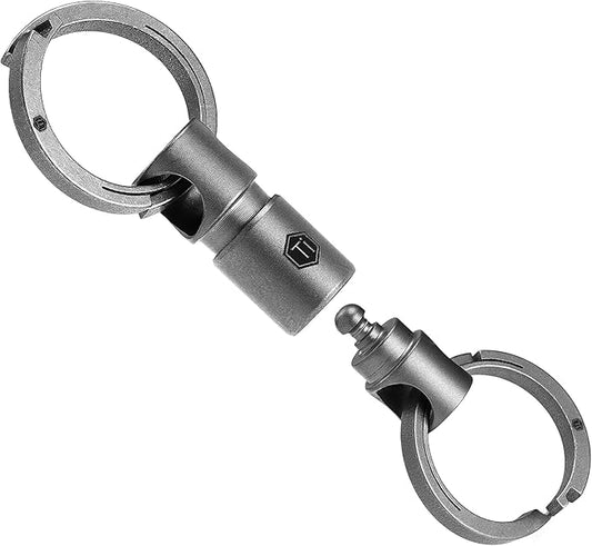 KeyUnity Detachable Key Ring Connector, Double-end Swivel Keychain Titanium Rotatable Key Organizer Linker for Carabine