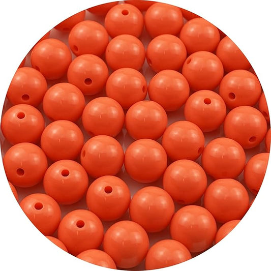 YUEXIGO 60pcs Acrylic Round Beads for Crafts 14mm Resin Candy Color Spacer Beads with Hole for Jewelry Making Sewing Crafts Decoration Necklaces Bracelets Earrings Supplies(Orange)