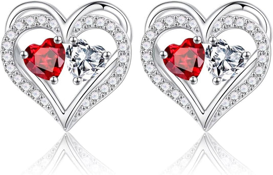 Iefil Valentines Day Gifts for Her - 925 Sterling Silver Birthstone Earrings, Anniversary Birthday Gifts for Women Wife Girlfriend Mom