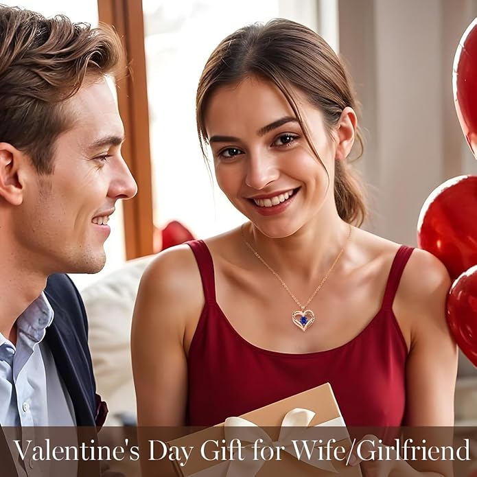 CDE Valentine's Day Gift Forever Love Heart Necklaces for Women, Wedding Anniversary, Birthday Mothers Christmas Day Gifts for Mom, Mother, Wife, S925 Silver Jewelry with Birthstone Pendant